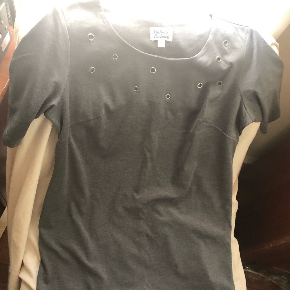 Gray dress with grommet decorations
